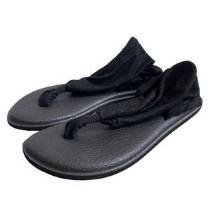 Sanuk Womens Yoga Sling Flip Flop Thong Black Sandals Size 7 Shimmer Comfortable